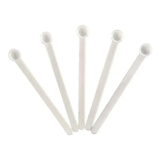Set of five .15 cc mini scoops ideal for measuring small amounts of dyes, lakes, and micas for bath products.