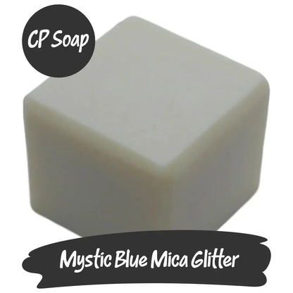 Mystic Blue Mica Glitter on CP Soap showcasing enchanting blue shimmer and eco-friendly sparkle.