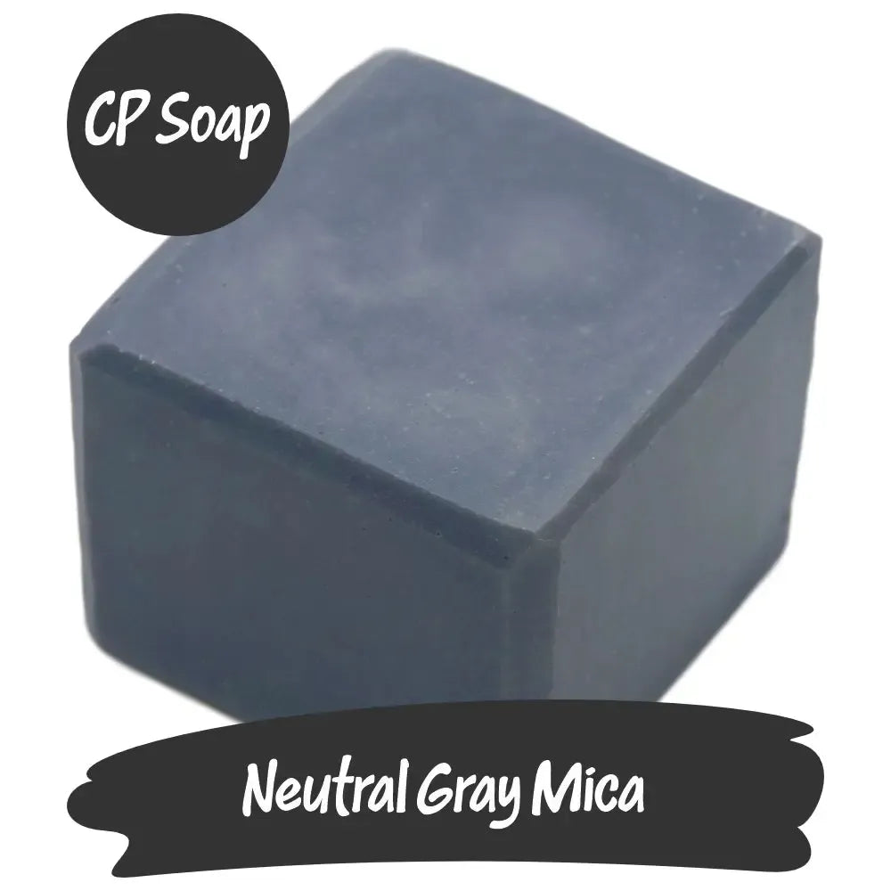 Neutral Gray Mica powder in CP soap, perfect for achieving beautiful gray tones with ease.