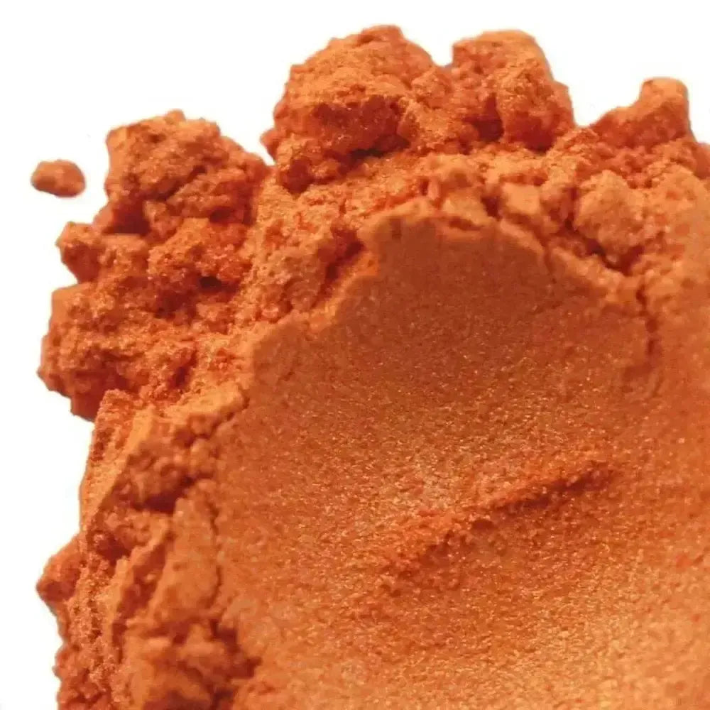 Vibrant finely textured orange powder with subtle shimmer, Orange Vibrance Mica