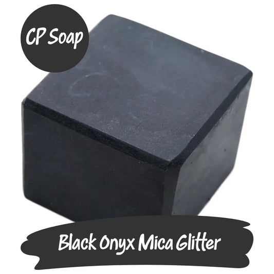 Elegant Black Onyx Mica Glitter soap block, perfect for enhancing crafts with a luxurious shimmer.