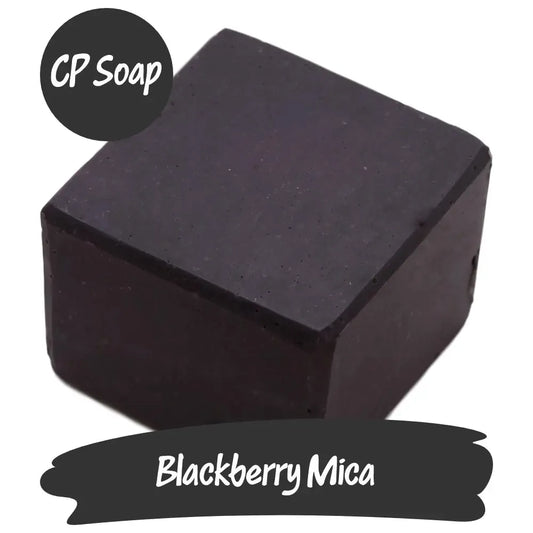 Deep dark purple Blackberry Mica soap cube with gold highlights, perfect for melt and pour projects.