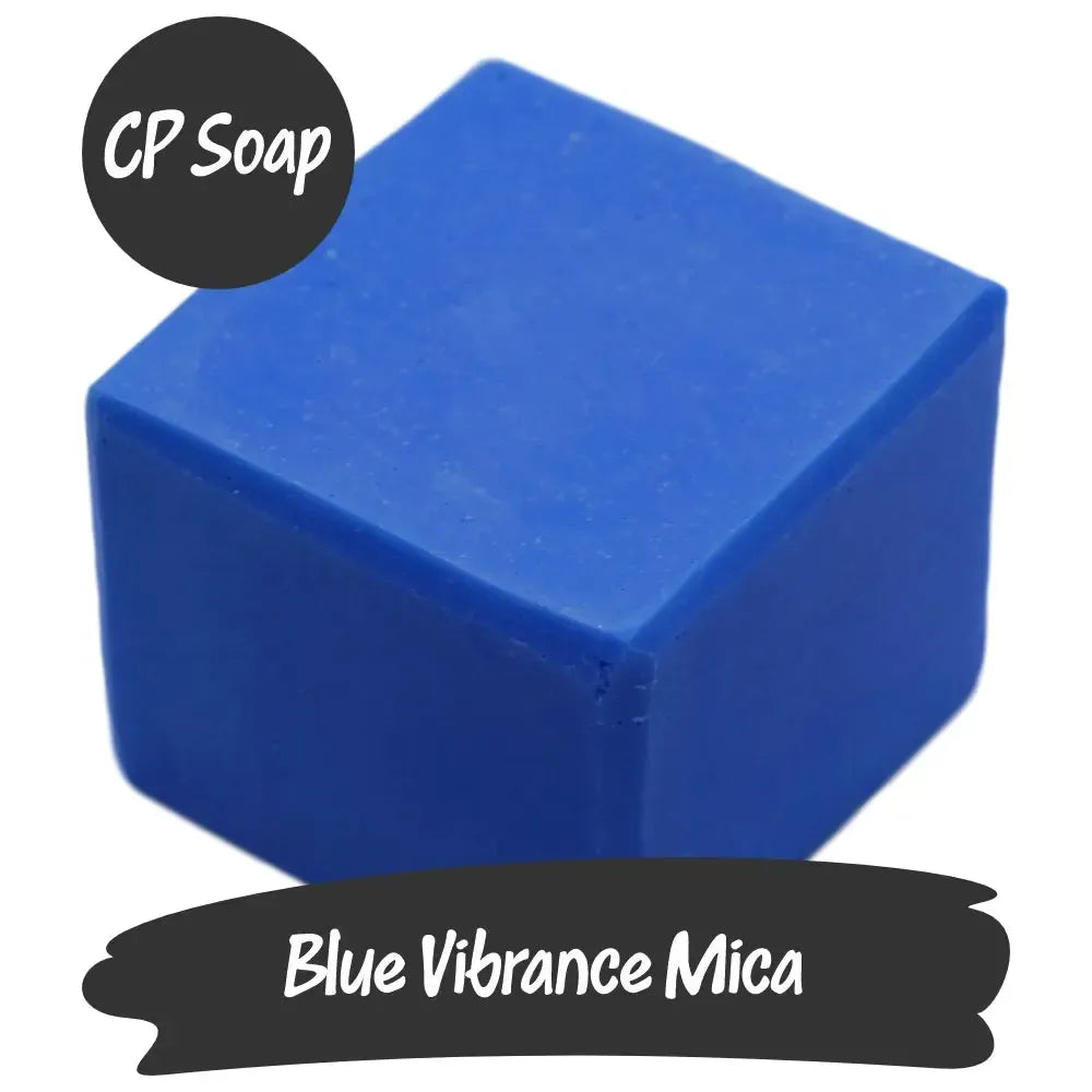 Bold blue soap created with Blue Vibrance Mica powder for vibrant and eye-catching designs.