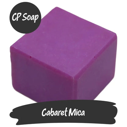 Vibrant Cabaret Pink/Purple Mica CP soap cube exuding drama and brilliance for creative projects.