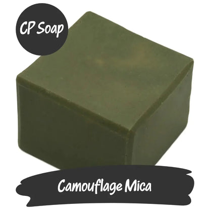 Natural camouflage green mica for CP soap, featuring a rich forest tone and subtle gold shimmer.