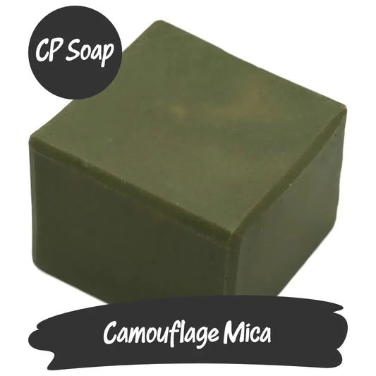 Natural camouflage green mica for CP soap, featuring a rich forest tone and subtle gold shimmer.