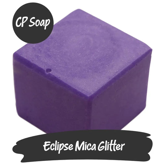 Eclipse Purple Mica Glitter soap cube showcasing an enchanting shimmer ideal for cold process creations.