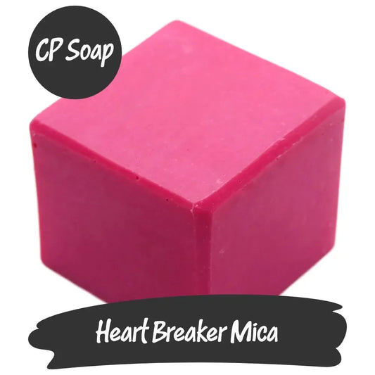 Heart Breaker Pink Mica CP Soap cube, bold and vibrant pigment for DIY projects and makeup enthusiasts.