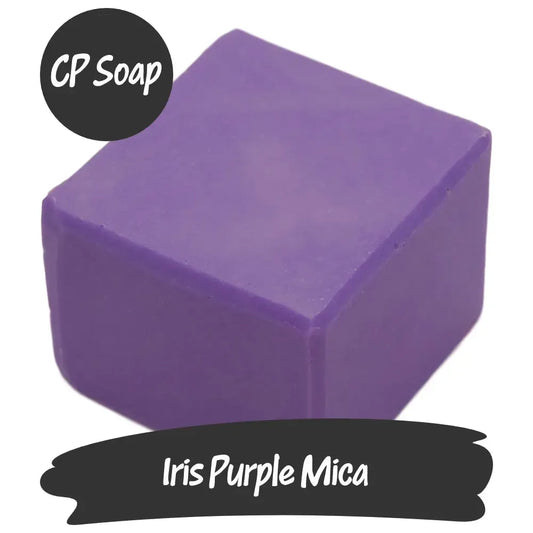 Iris Purple Mica CP soap cube, inspired by the iris flower's beauty and symbolism of faith, courage, and wisdom.