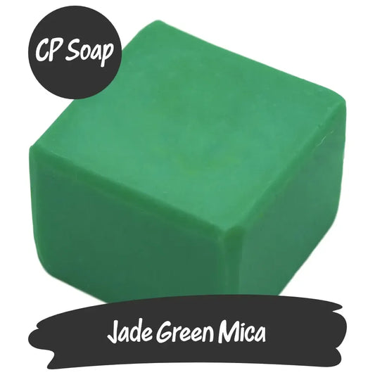 Vibrant block of Jade Green Mica, sparkling pigment for CP soap, inspired by the purity of jade gemstone.