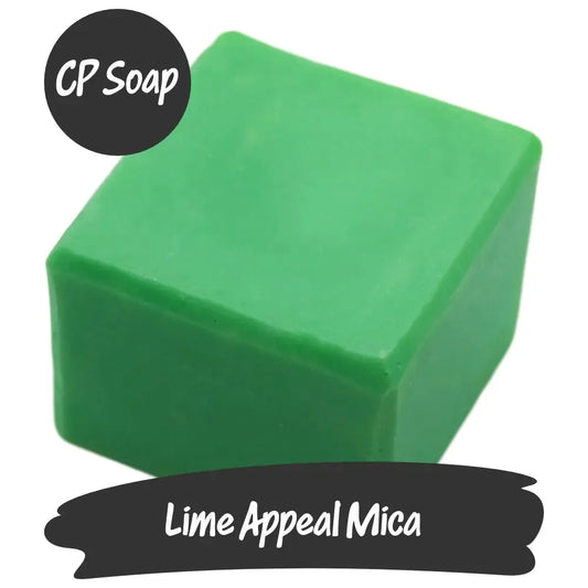 Lime Appeal Green Mica soap cube showcasing vibrant lime green color for DIY projects and crafts.