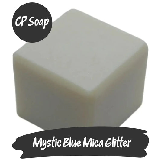 Mystic Blue Mica Glitter on CP Soap showcasing enchanting blue shimmer and eco-friendly sparkle.