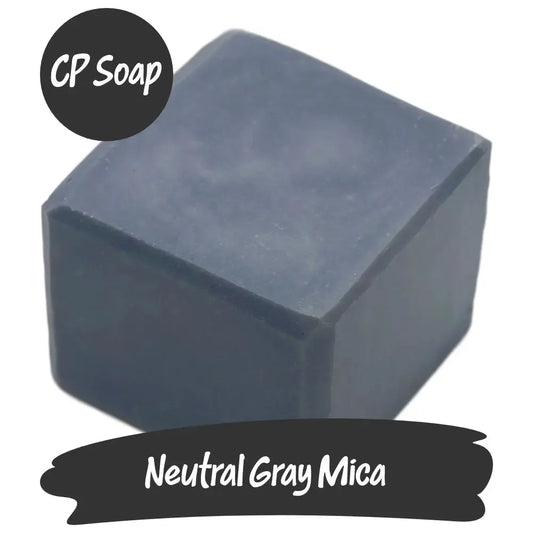 Neutral Gray Mica powder in CP soap, perfect for achieving beautiful gray tones with ease.
