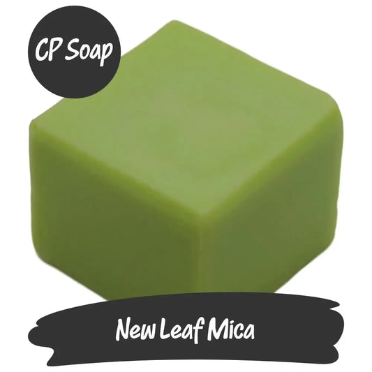 New Leaf Mica in green block, perfect for adding vibrant color to CP soap and craft projects.