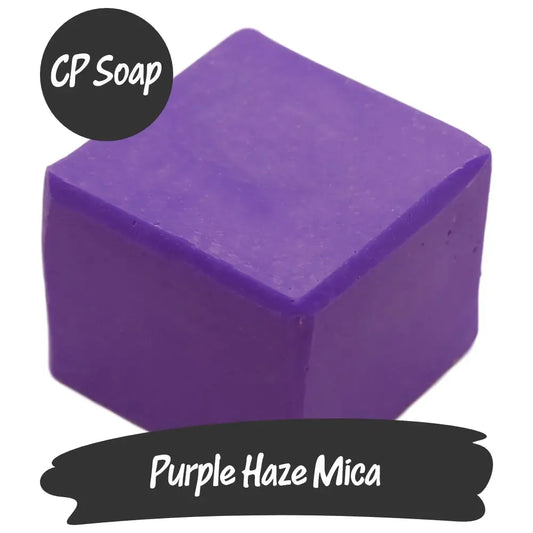 Purple Haze Mica cube for CP soap making, brings vibrant color and sparkle to crafts and cosmetics.