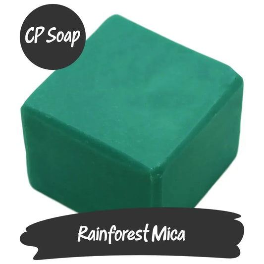 Vibrant green Rainforest Mica powder, perfect for crafting colorful CP soaps.