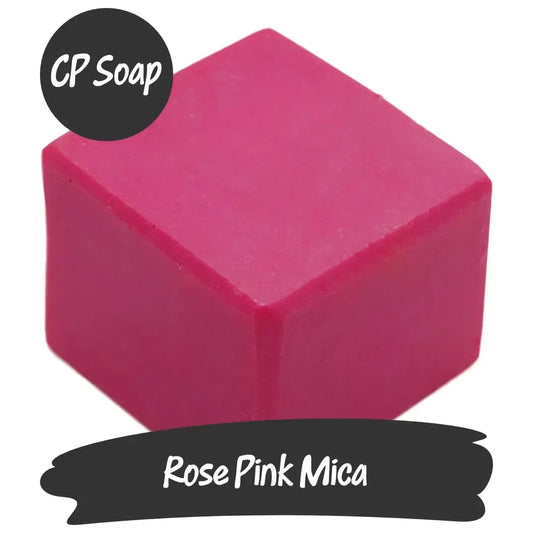 Rose Pink Mica cube for CP soap, vibrant pink pigment for creative projects and beautiful crafts.
