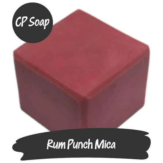 Deep wine-colored Rum Punch Mica soap cube, perfect for adding vibrant color to your summer projects.