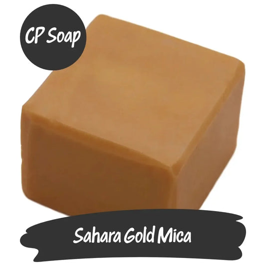 Sahara Gold Mica CP Soap block showcasing a radiant golden hue inspired by the Sahara Desert.