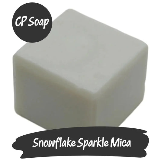 Snowflake Sparkle Mica cube for CP soap, delivering a dazzling, glittery finish for crafts.