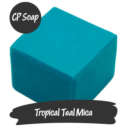 Vibrant Tropical Teal Mica pigment cube for creating ocean-inspired CP soap projects.