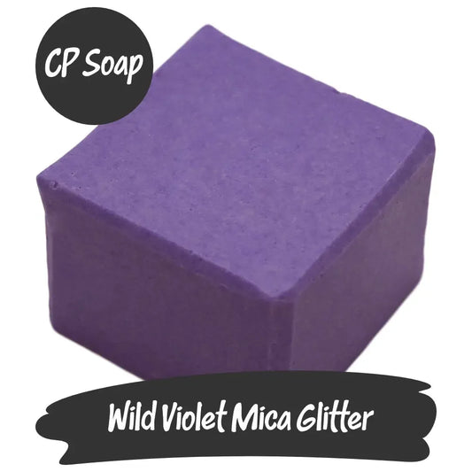 Wild Violet Mica Glitter in a vibrant purple CP soap cube, perfect for crafting and adding dazzling shimmer.