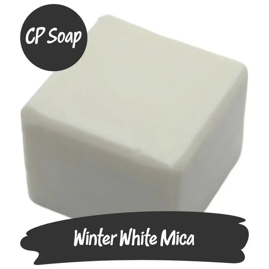 CP soap featuring Winter White Mica, a bright, snowy white for a flawless, speck-free glow.