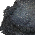 Pitch Perfect Black Mica: dark glittery powder with iridescent flecks