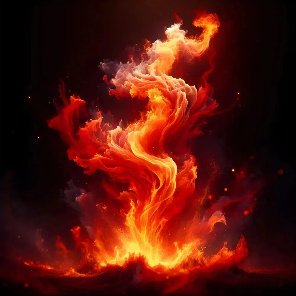 Vibrant swirling fire in orange and red hues from Playing With Fire Red Color Set