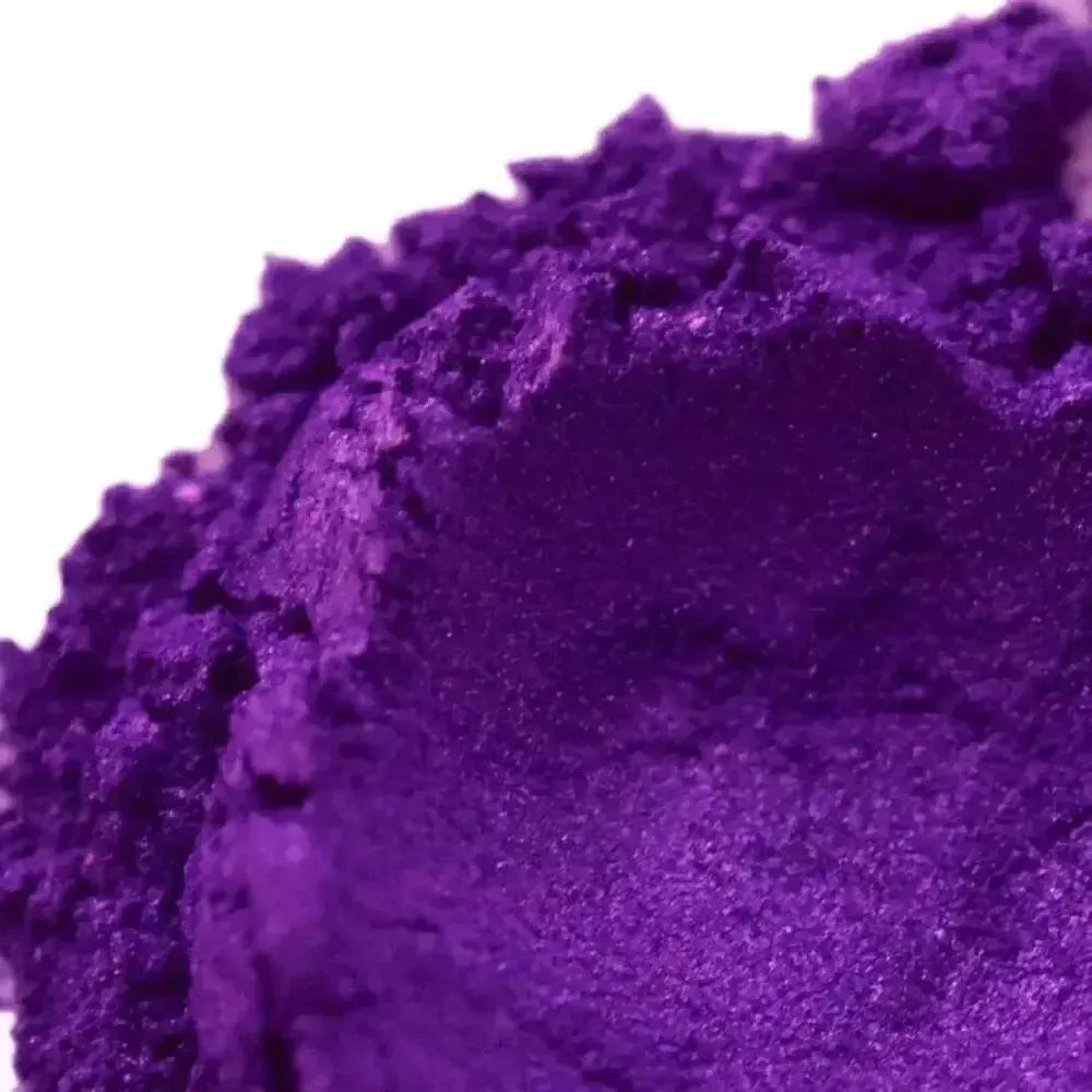 Vibrant purple haze mica powder with shimmering metallic finish