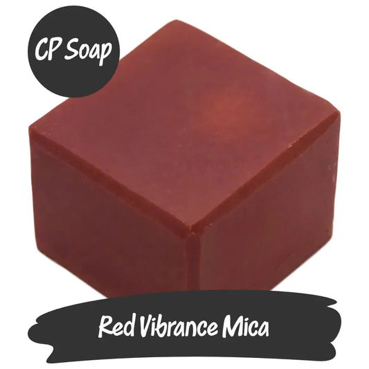 Bold Red Vibrance Mica pigment in CP soap, perfect for passionate and intense creative projects.