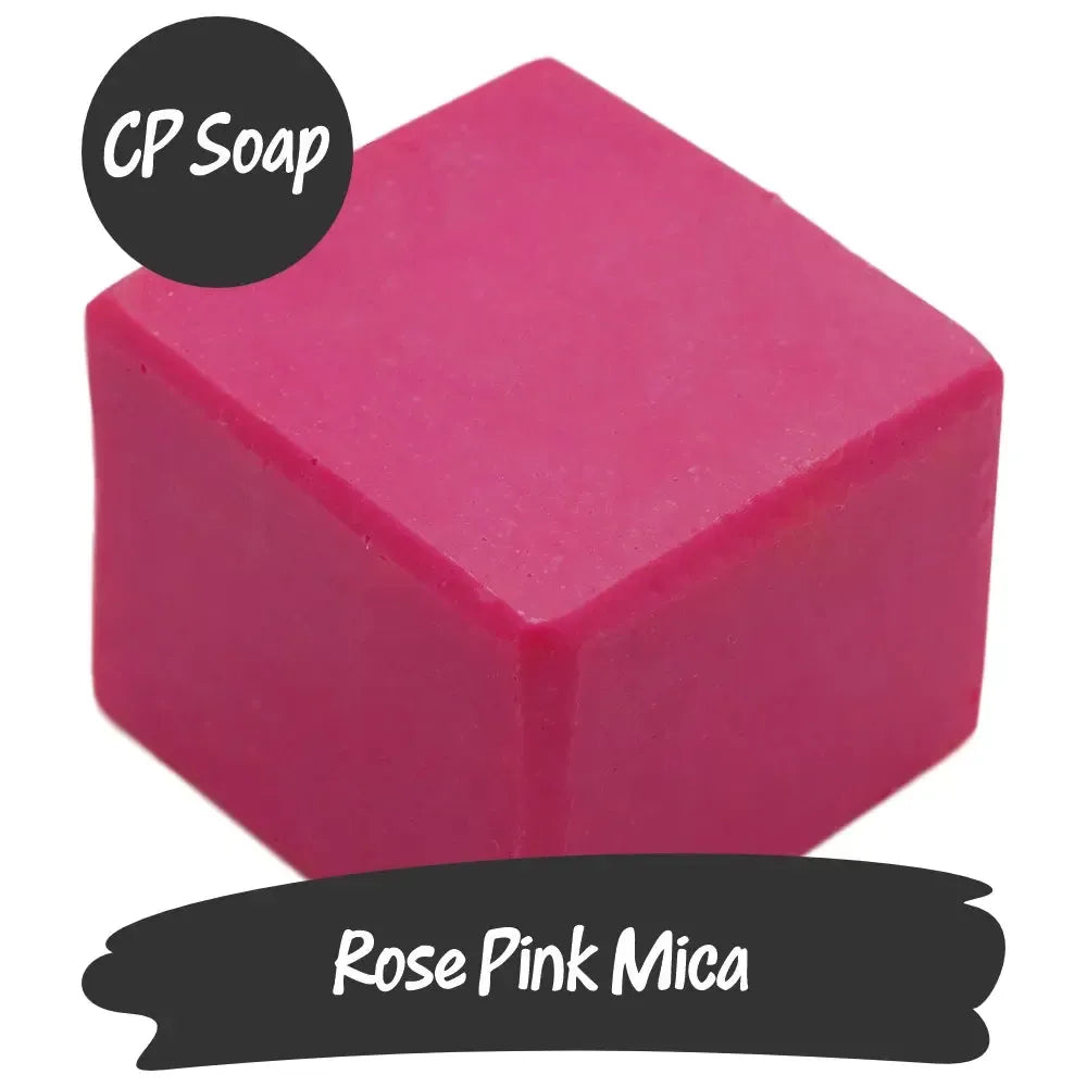 Rose Pink Mica cube for CP soap, vibrant pink pigment for creative projects and beautiful crafts.