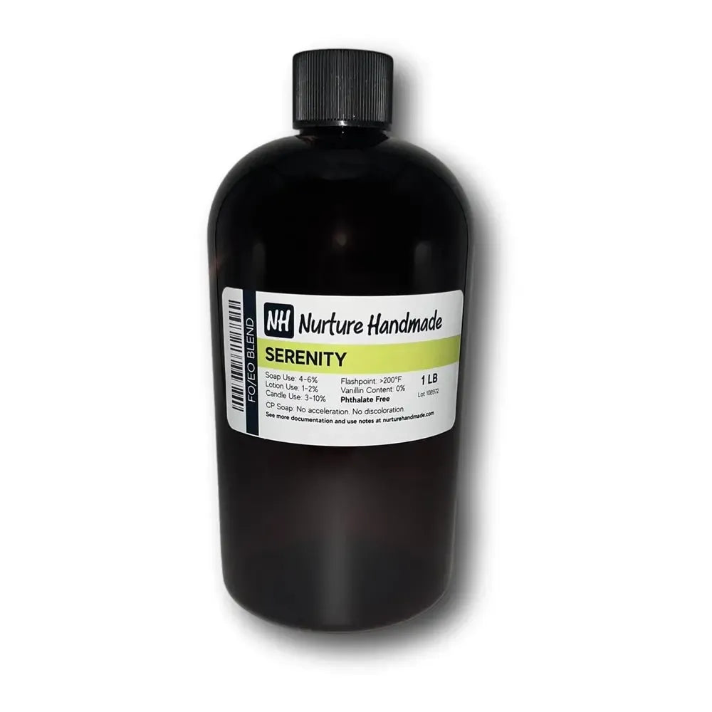 Black opaque plastic bottle of Nurture Handmade Serenity Fragrance Blend