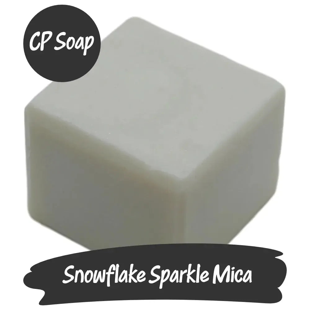 Snowflake Sparkle Mica cube for CP soap, delivering a dazzling, glittery finish for crafts.