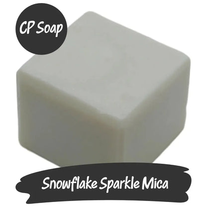 Snowflake Sparkle Mica cube for CP soap, delivering a dazzling, glittery finish for crafts.
