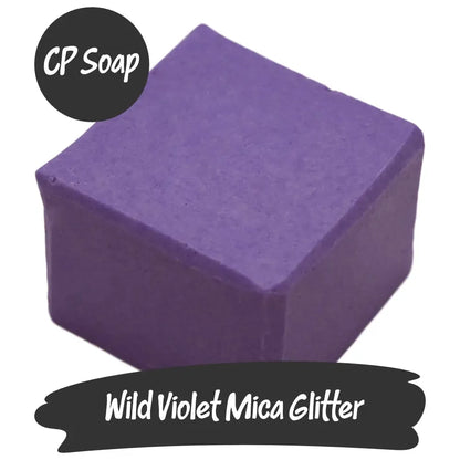 Wild Violet Mica Glitter in a vibrant purple CP soap cube, perfect for crafting and adding dazzling shimmer.
