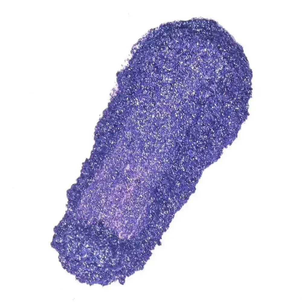 Wild Violet Mica Glitter eyeshadow swatch with purple shimmer and pink center