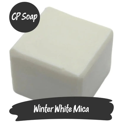 CP soap featuring Winter White Mica, a bright, snowy white for a flawless, speck-free glow.